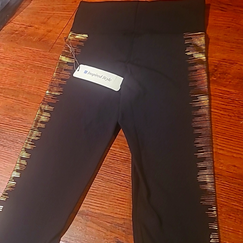 High waisted leggings gold and black